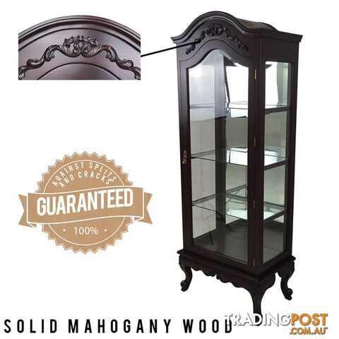 Solid Mahogany Wood Display Glass Cabinet