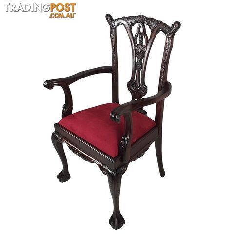 Solid Mahogany Wood Arm Upholstered Chair - photo 5 of 8