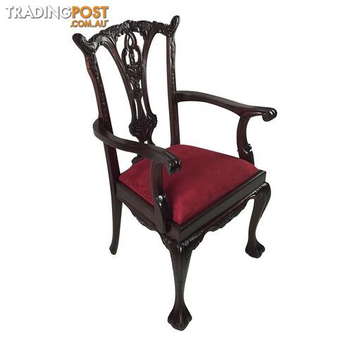 Solid Mahogany Wood Arm Upholstered Chair - photo 4 of 8