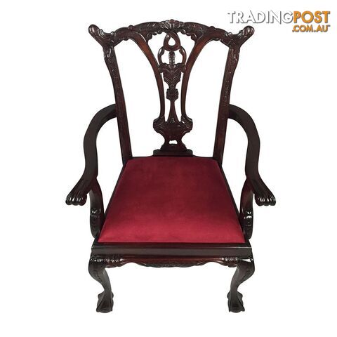 Solid Mahogany Wood Arm Upholstered Chair - photo 3 of 8