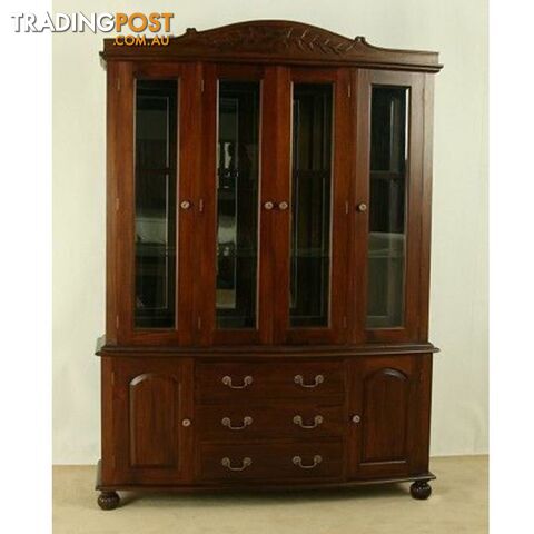 Solid Mahogany Wood Display Cabinet with Glass Doors