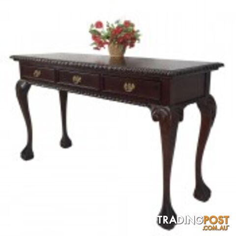 Solid Mahogany Wood Hall Table With 3 Drawer
