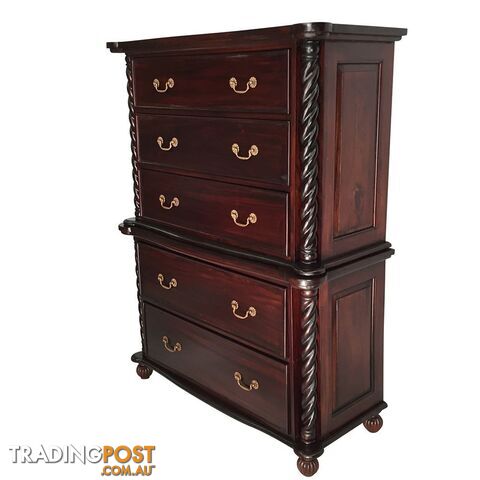 Solid Mahogany Wood High Chest / Tall Boy