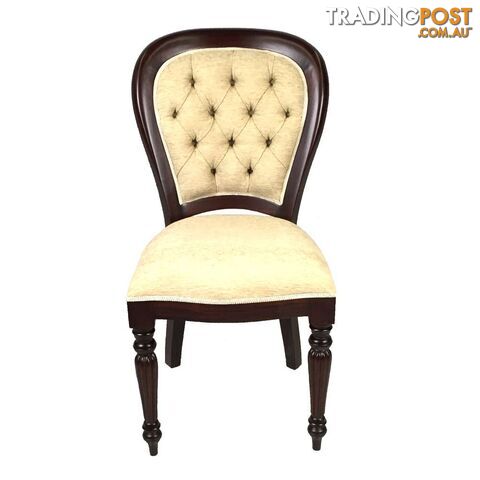 Solid Mahogany Wood Flute Leg Upholstered Chair