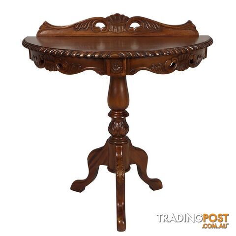 Mahogany Hand Carved Hall Table Half Moon