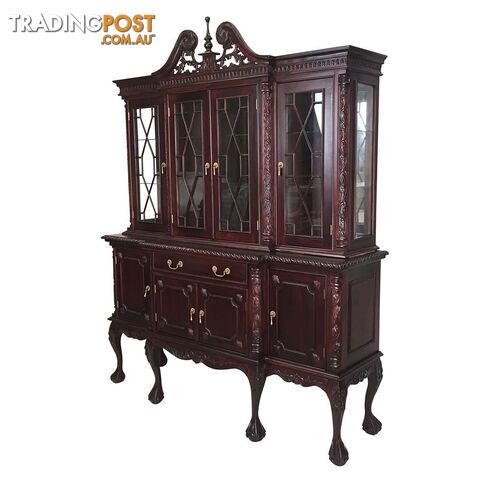 Solid Mahogany Wood 4 Door Display Cabinet / Bookcase