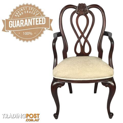 Solid Mahogany Wood Upholstered Carver