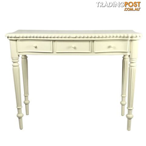 White Solid Mahogany Wood Dressing Table with Mirror
