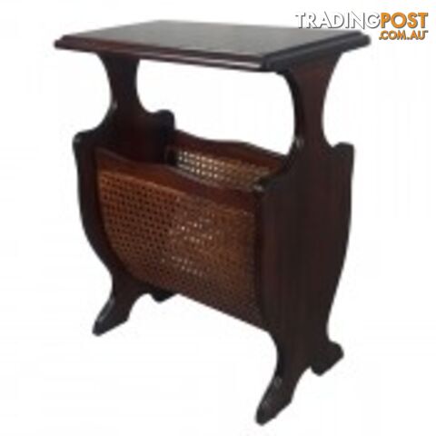Solid Mahogany Wood Rattan Mix Magazine Rack