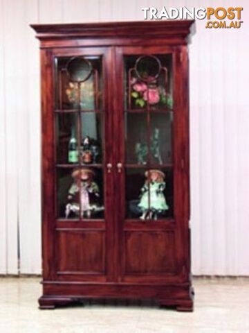 Solid Mahogany Wood Display Glass Cabinet