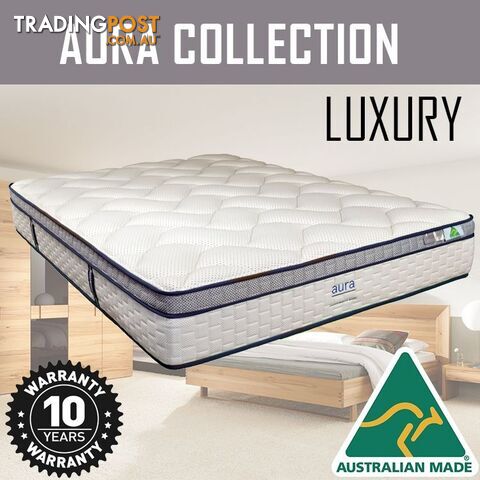 Australian Made Pillow Top Spring Mattress - 10 Years Warranty - King Single...