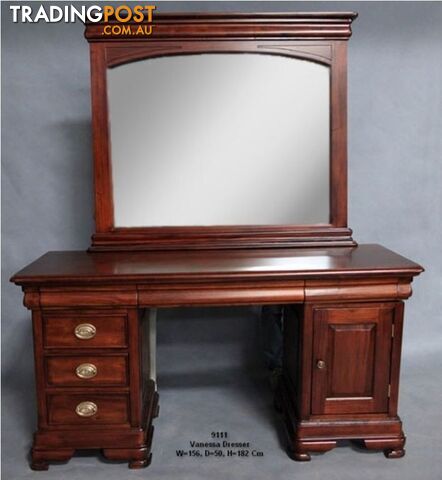 Mahogany Wood Dressing Table & Mirror