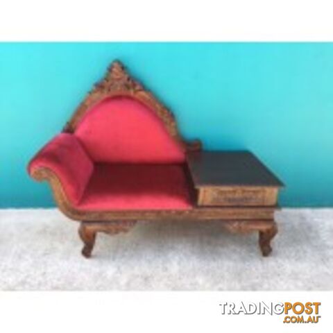 Solid Mahogany Wood Chaise Lounge / Phone Table REDUCED