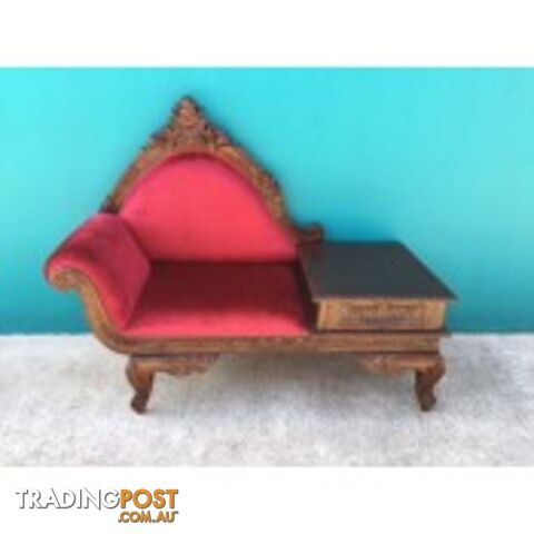 Solid Mahogany Wood Chaise Lounge / Phone Table REDUCED