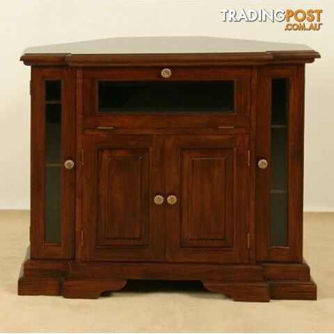 Solid Mahogany Wood Corner TV Stand / Cabinet