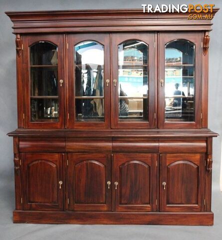 Solid Mahogany 4 Door Display Cabinet / Bookcase