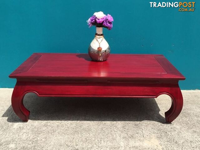 Solid Mahogany Wood Opium Leg Rectangular Coffee Table