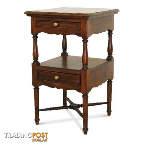 Solid Mahogany Wood Side / Lamp Table with 2 Drawers