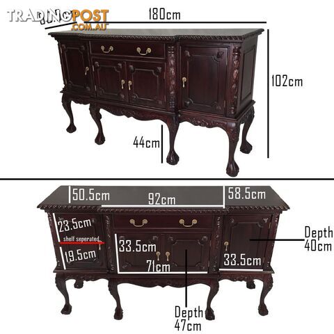 Solid Mahogany Wood 4 Door Display Cabinet / Bookcase - photo 4 of 12