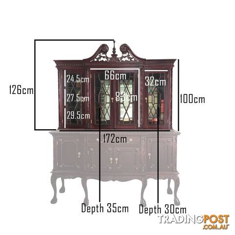 Solid Mahogany Wood 4 Door Display Cabinet / Bookcase - photo 5 of 12