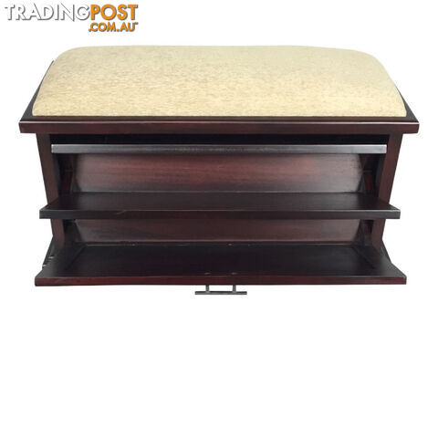 Mahogany Wood Shoe Cabinet & Ottoman