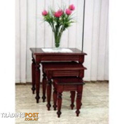 Solid Mahogany Flute Leg Nest / Side Table