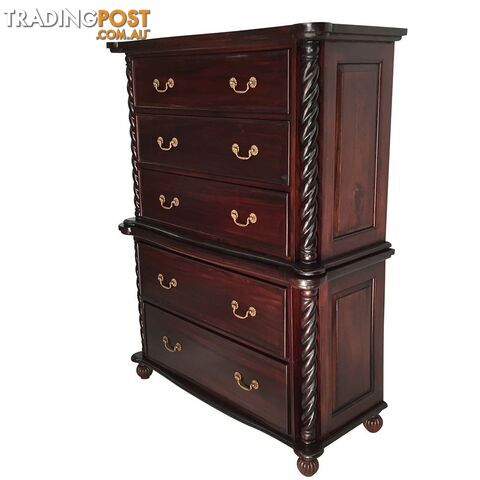 Solid Mahogany Wood High Chest / Tall Boy