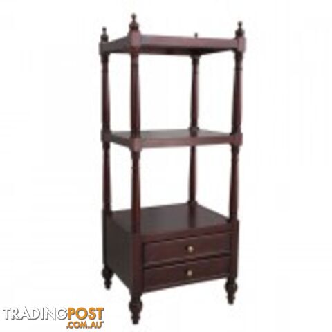 Solid Mahogany Wood 3 Tier Whatnot with Drawer and Shelf