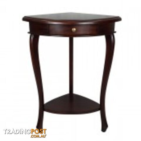 Mahogany Side Table with Shelf & 3 Drawers