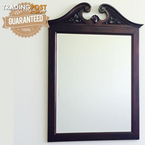Solid Mahogany Wood Hand Carved Bevelled Wall Mirro