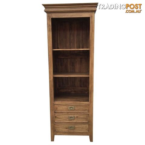 Solid Wood Tall Bookshelf with 3 Drawers & 3 Shelves
