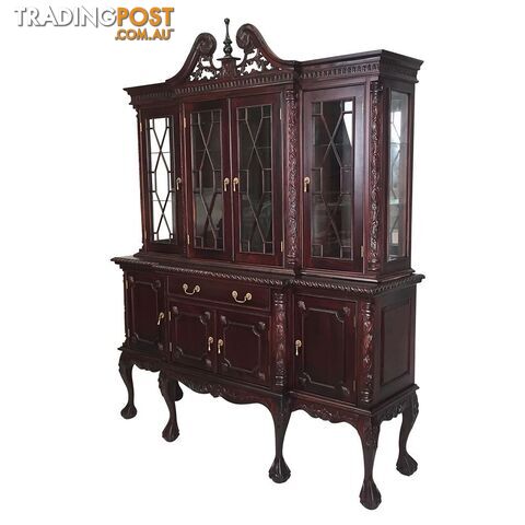 Solid Mahogany Wood 4 Door Display Cabinet / Bookcase