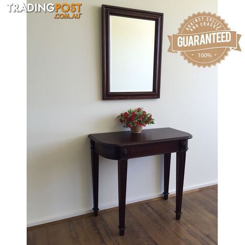 Solid Mahogany Wood Semi Round Large Hall Table & Mirror