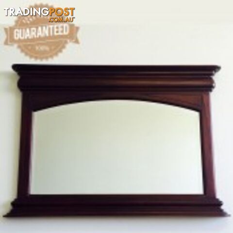 Solid Mahogany Wood Bevelled Glass Mirror