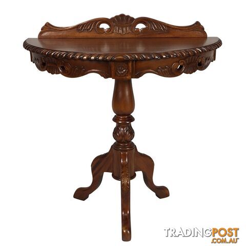 Mahogany Hand Carved Hall Table Half Moon