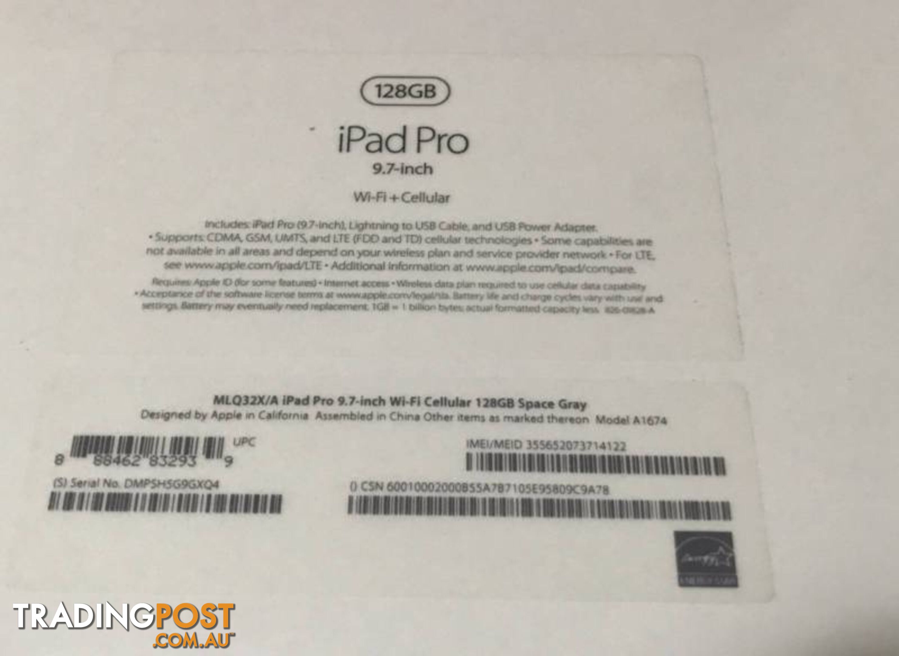 New Sealed ipad PRO 128GB Wi-Fi +4G