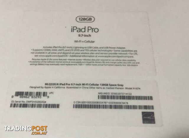 New Sealed ipad PRO 128GB Wi-Fi +4G