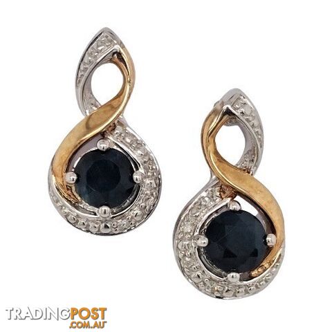 9ct Y/W/G Sapphire & Diamond earrings