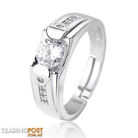 18k White Gold Plated 1.00carat Round Simulated Diamond Adjustable Ring