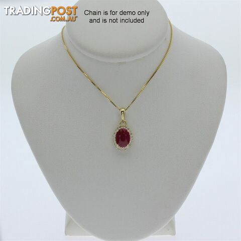 9ct Yellow Gold, 1.85ct Ruby and Diamond Pendant