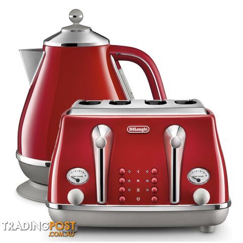 Delonghi Icona Capitals Kettle & Toaster Tokyo Red Pack - DeLonghi - D-KBOC2001R + CTOC4003R