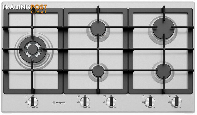 Westinghouse 90cm 5 Burner Gas Cooktop - WHG954SC - Westinghouse - W-WHG954SC