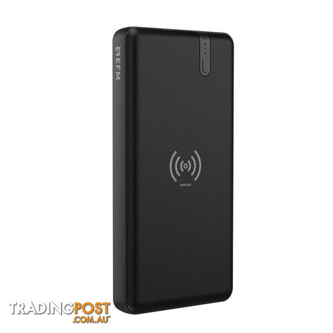 EFM 15W Wireless Portable 10000mAh Power Bank With 15W Ultra Fast Charge and Wireless Qi Charging - Black