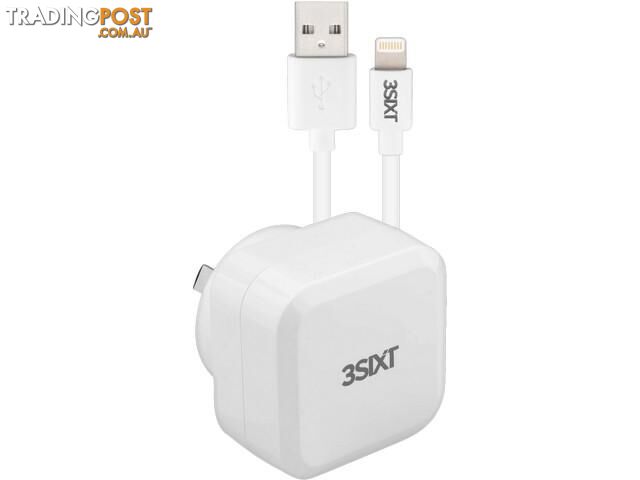 3SIXT Wall Charger AU 4.8A - Lightning Cable 1m - White