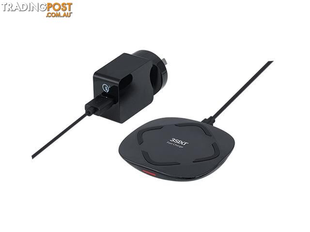 3SIXT Qi Wireless Fast Charger Plus Wall Charger USB-A QC3 3A - Black