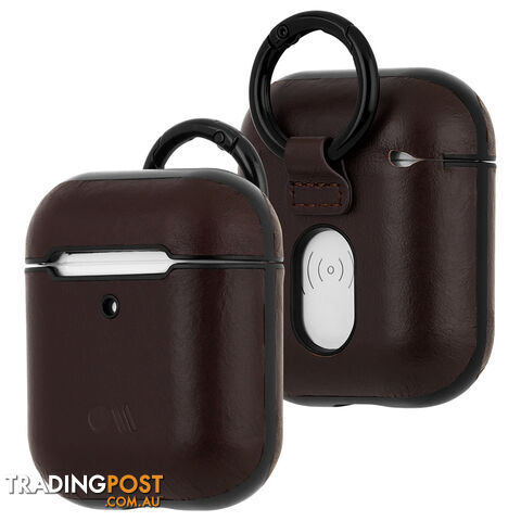 Case-Mate Leather Air Pods Hook Ups Case and Neck Strap - Brown