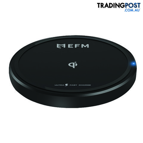 EFM 15W Wireless Charge Pad With USB to Type-C Charge Cable - Black