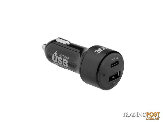3SIXT Car Charger 27W USB-C PD - Black