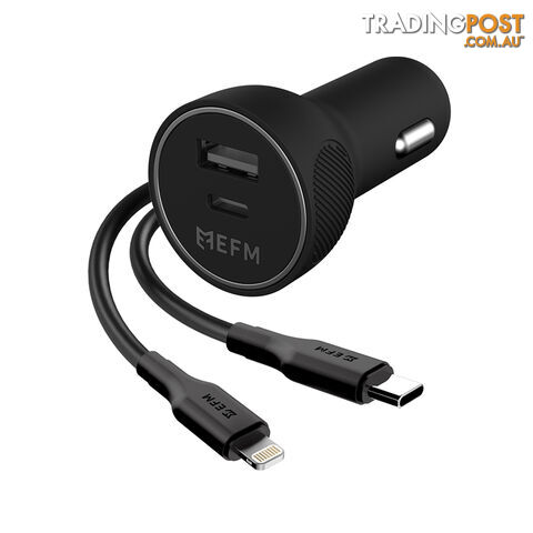 EFM 39W Dual Port Car Charger With Type C to Apple Lightning Cable - Black - photo 1 of 1