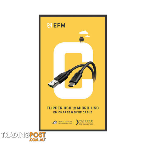 EFM Flipper Reversible Micro USB Cable For 2m Length - Black